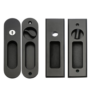 Matte Black Sliding Door Lock Flush Handle Finger Pull Set Kitchen Bathroom Cabinet Locker With Keys