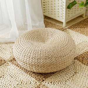 Mrosaa Natural Straw Washable Tatami Cushion Floor Seat Cushions Mat Round Thicken for Meditation Yoga Window Pad Chair Cushion Sitting Home Decor