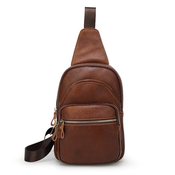 Genuine Leather Crossbody Bag Vintage Chest Bag Casual For Men