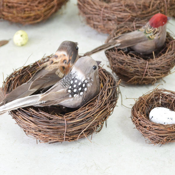 12Pcs Clip Vintage Cute Bird Feather Christmas Tree Festival Bauble Gift Decorations