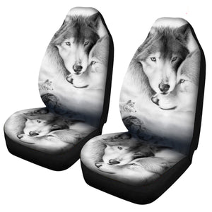 2PCS Wolf Print Car Auto Front Seat Cover Protector Universal Fit For SUV