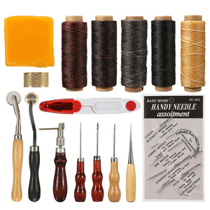 16Pcs Tools Kit Leather Stitching Tool Sewing Stamping Hand Set Kits Leather Craft