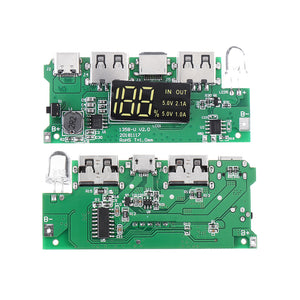 Dual USB 5V 2.1A Micro Type-C for DIY Power Bank 18650 Charger Board with LED Overcharge Overdischarge Short Circuit Protection