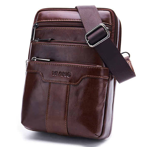 Men Vintage Genuine Leather Business Multi-functional Crossbody Bag for Ipad