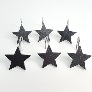 12Pcs Black Star Shower Curtain Hooks Hanging Hook Bathroom Decor