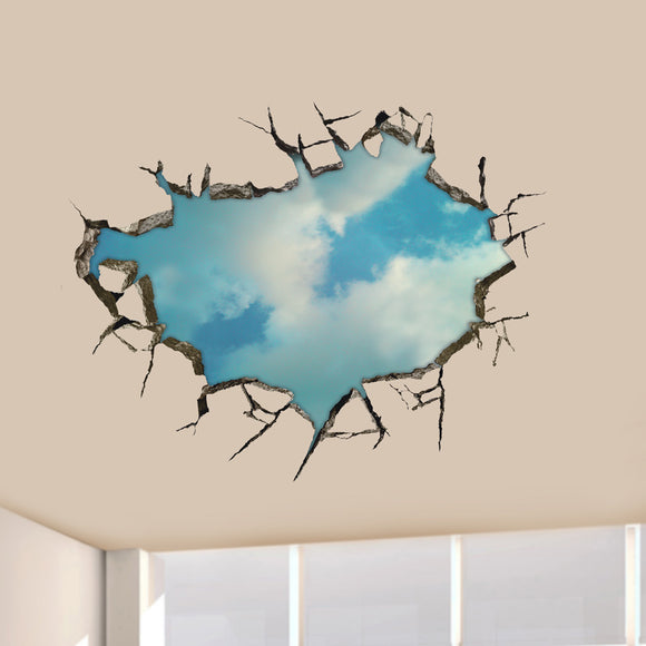 3D Sky Wall Decals Ceiling Hole Wall Art Stickers 22 Inch Removable Home Decor