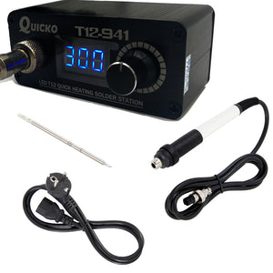 QUICKO T12-941 MINI T12 LED Soldering Station Eectronic Soldering Welding Iron with Handle & T12-K Solder Tip