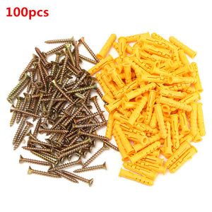 100pcs Nylon Anchors Expansion Bolt Screw Cavity Wall Fixing Tool