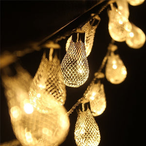 KCASA 3.3M 20 LED Metal Water Drop String Lights LED Fairy Lights for Festival Christmas Halloween