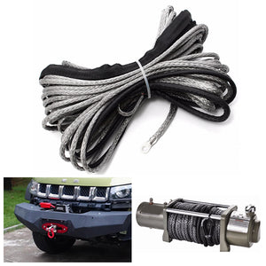 15m 7000LB Nylon Rope Winch Tow Cable with Sheath for ATV SUV Off Road