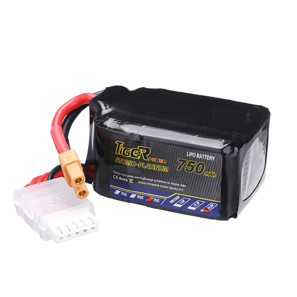 Tiger Power 14.8V 750mAh 75C 4S XT30 Plug Lipo Battery for RC FPV Racing Drone