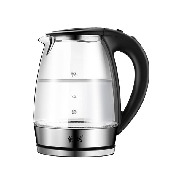 1.7L 304 Stainless Steel High Borosilicate Glass Electric Kettle Blue LED Light