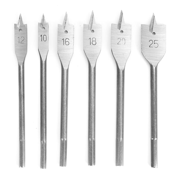 6Pcs Flat Wood Drill Set With Hexagon Shank Spade Paddle Hole Opener Drill Bits