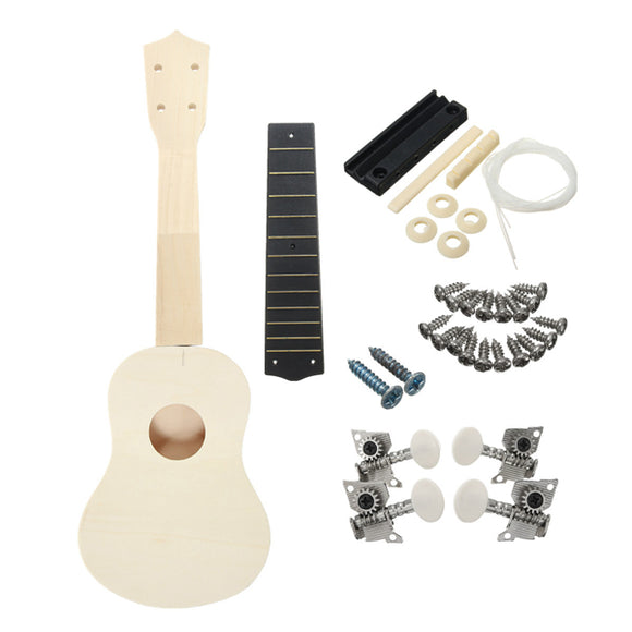 21 Inch Unassembled Wooden Ukulele With Musical Accessories for Guitar DIY