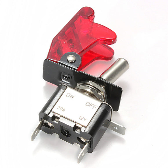 Red Car Cover LED SPST Toggle Rocker Switch Control 12V 20A On Off