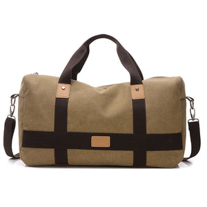 Men Canvas Large Capacity Weekender Bag Handbag Leisure Travel Crossbody Bag Shoulder Bag