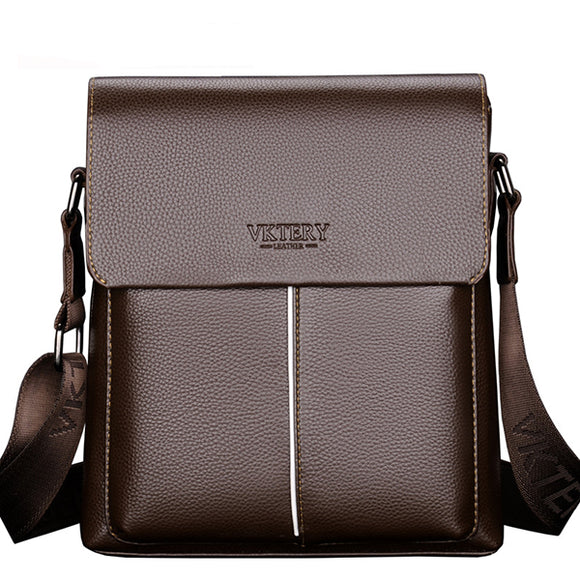 Men PU Leather Minimalist Shoulder Bag Leisure Business Crossbody Bag Briefcase