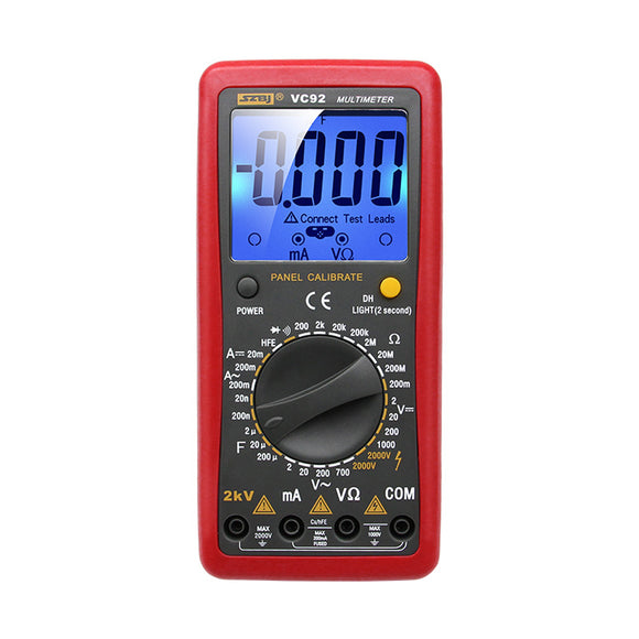 SZBJ VC92 Digital Large Screen Multimeter To Measure Interphase Voltage 2000V AC and DC Voltage