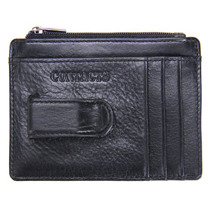 Men Small Genuine Lether Short Card Wallet Coin Pocket Credit Card Holder