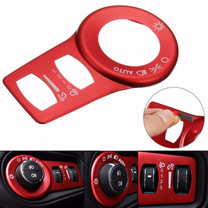 Aluminum Red Fog Headlight Button Switch Trim Cover Decor Frame Decoration For Jeep Cherokee 15+