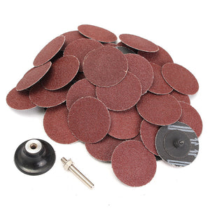 50pcs 2 Inch 60 Grit Roll Lock Type Sanding Disc with Mandrel