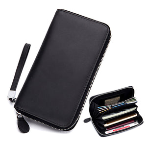 Women Men Genuine Leather Multi-slots Card Holder Business Wallet Phone Bag