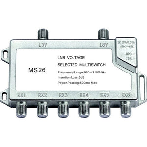 Jasen JS-MS26 2 in 6 Diseqc Switch Satellite Multiswitch for TV Receiver