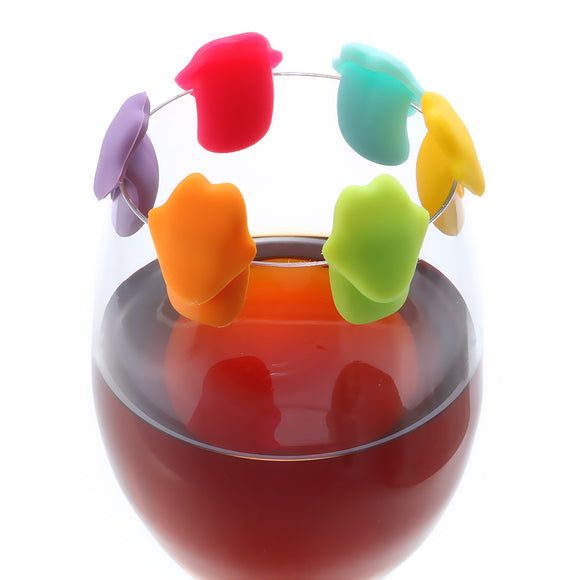 KCASA KC-GC12 6Pcs Silicone Dolphin Tongue Wine Charm Wine Glasses Cocktail Drink Maker Bar Tools