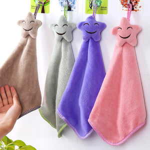 Honana BX-121 Hanging Hand Towels Bathroom Smiling Face Towel Coral Velvet Absorbent Lint-Free Cloth