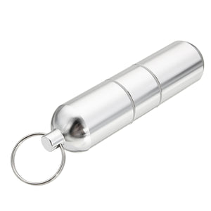 Silver Aluminum Alloy Capsule Pill Case Waterproof Toothpick Cigarette Holder Storage