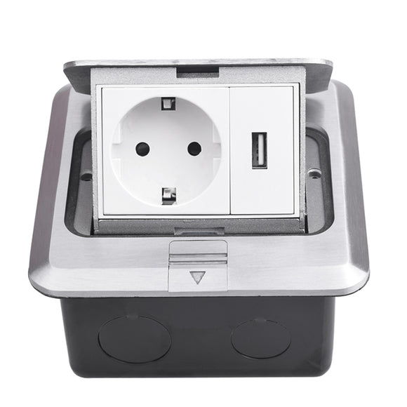 AC110-250 16A EU/DE/UK Standard 2500W Floor Socket Electrical Power Outlet USB Charging Port For Smart Home