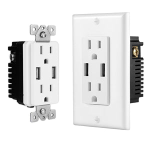 US Wall Socket 2 USB Outlets 2.4A/3.1A/4.2A Charger Socket Wall Socket Panel Switch