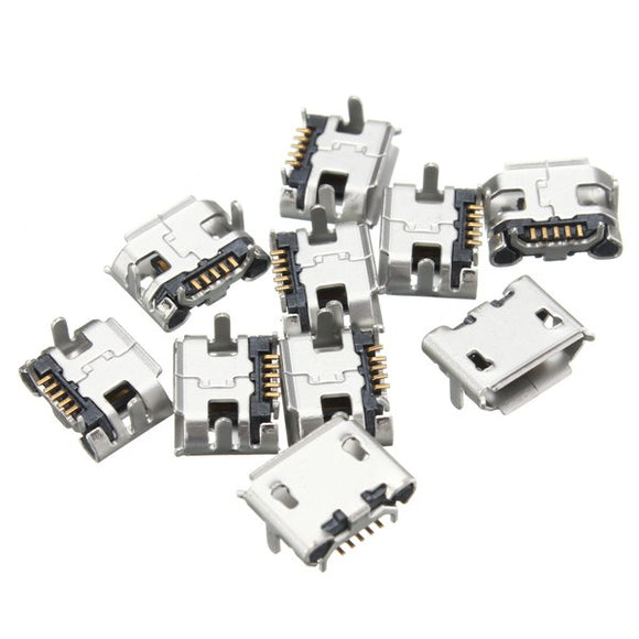 10PCS Micro USB Type B Female 5 Pin Socket PCB Soldering Connector