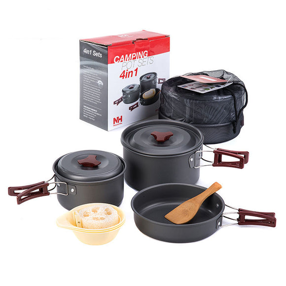 Naturehike 4 in 1 Picnic Cookware Set Outdoor Portable Camp Tableware For 2-3 Persons