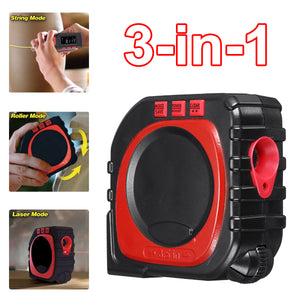 Drillpro 3 In 1 Digital LED Measuring Tape String Sonic Roller Mode Laser Measure Tool Woodworking