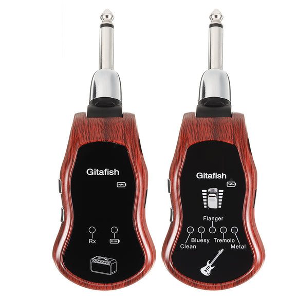 Gitafish K380C Portable UHF Wireless Guitar Synthesize Effector 10 Variable Channels Built-in Amplifier Transmitter Receiver for Electric Guitar Bass