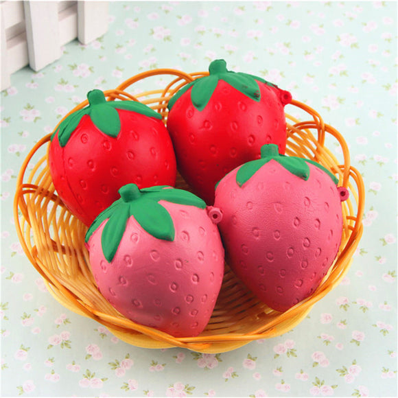 8CM Cute Squishy Strawberry Soft Kawaii Phone Keychain Bags Straps Slow Rising