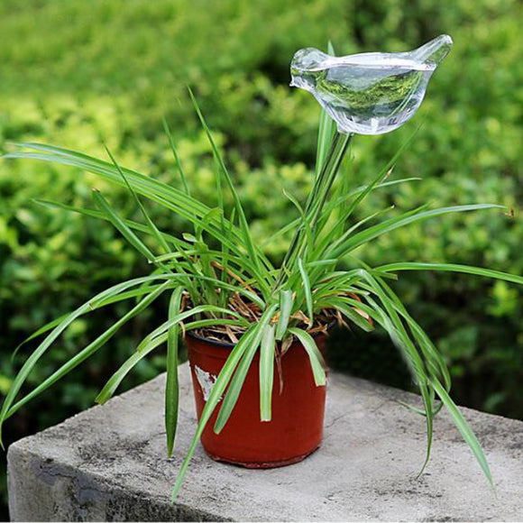 Bird Shaped Glass Plant Flower Holiday Watering Spike Stake Water Feeder