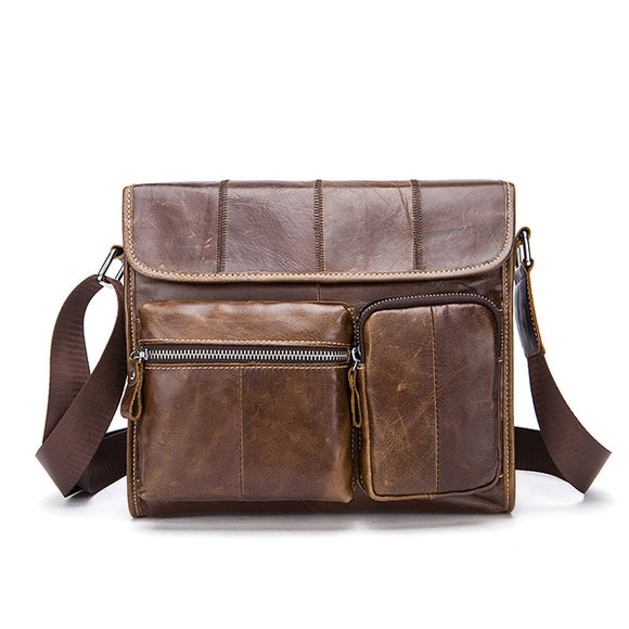 Men Business Casual Shoulder Bag Genuine Leather Vintage Crossbody Bag