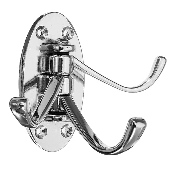 Silver Triple Swivel Arc Hook Folding Swing Arm Wall Mount Zinc Alloy Clothes Towel Hanger