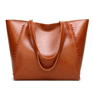 Women Simple Casual Pu Leather Tote Bag Handbag