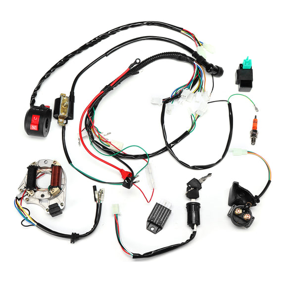 50cc 70cc 90cc 110cc Ignition Wiring Harness Kit Assembly ATV Quad  Electric Start