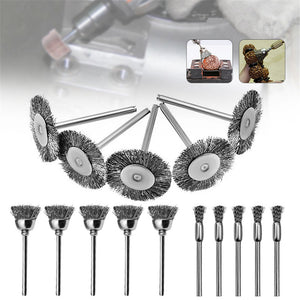 15pcs Polishing Brushes Tool Steel Wire Wheel Brush For Dremel Rotary Tools