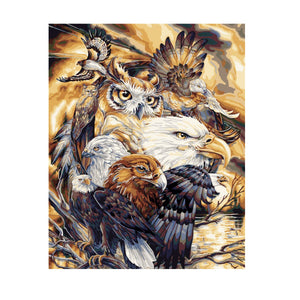 40cm DIY Eagle Dragon Number Kit Painting Linen Canvas and Acrylic Art Wall Paper