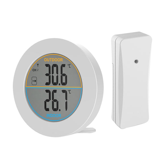 Round ABS Wireless Sensor Home Use Digital Indoor Outdoor Thermometer Temperature Monitor Neutral LCD Display