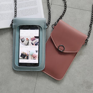 Women Pure Color Flap Phone Bag Shoulder Bags Crossbody Bag