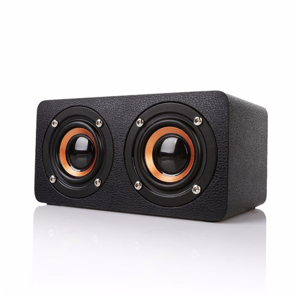 M5 Wooden Dual Driver Unit TF Card AUX FM Radio Stereo Bass Bluetooth Speaker With Mic