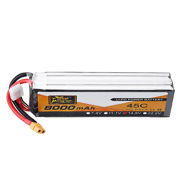 ZOP Power 14.8V 8000mAh 45C Lipo Battery XT60 Plug for RC Drone Quadcopter