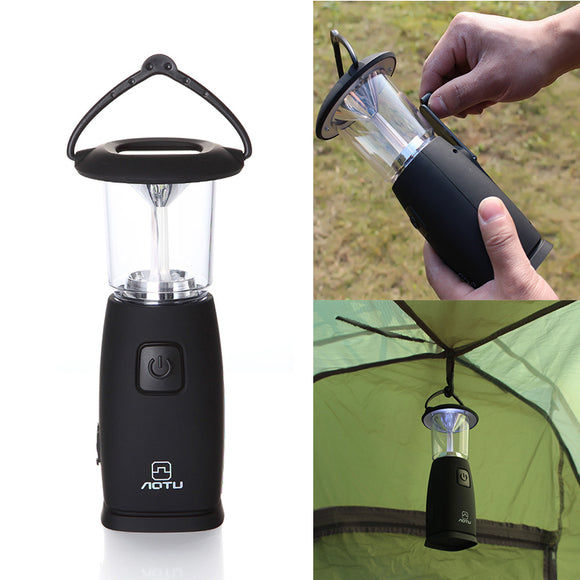 6 LED Solar Camping Hiking Light Hand Crank Tent Lamp USB Rechargeable Portable Lantern