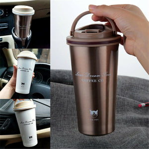 500ML Stainless Steel Leakproof Insulated Thermal Portable Car Travel Coffee Mug Cup